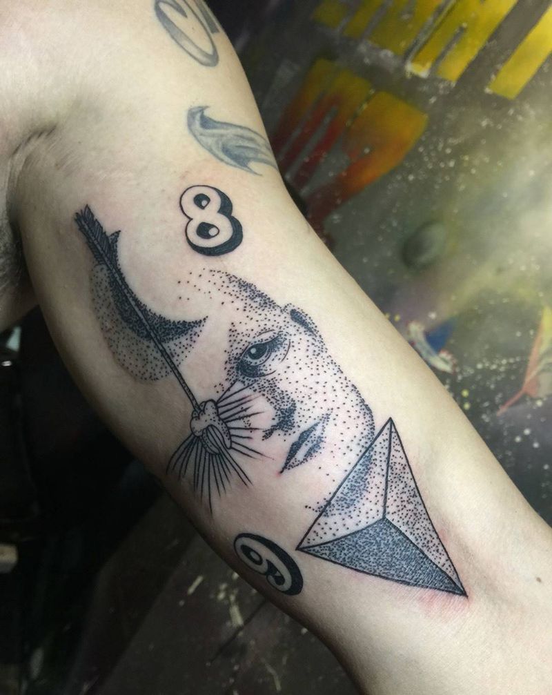 几何点刺纹身图片_成品手臂清新几何纹身图案