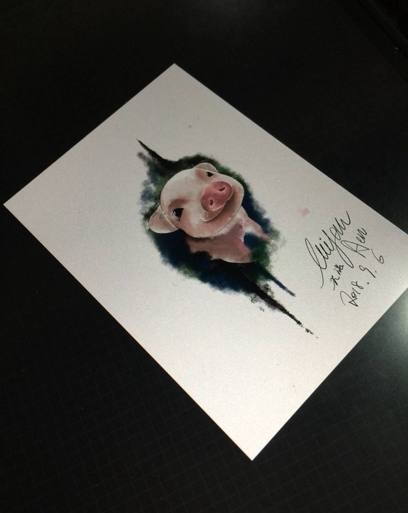 猪-手稿纹身图片_水彩水墨纹身图案