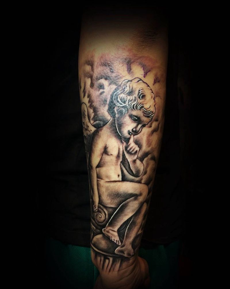 天使纹身图片_手臂人物鬼神纹身图案