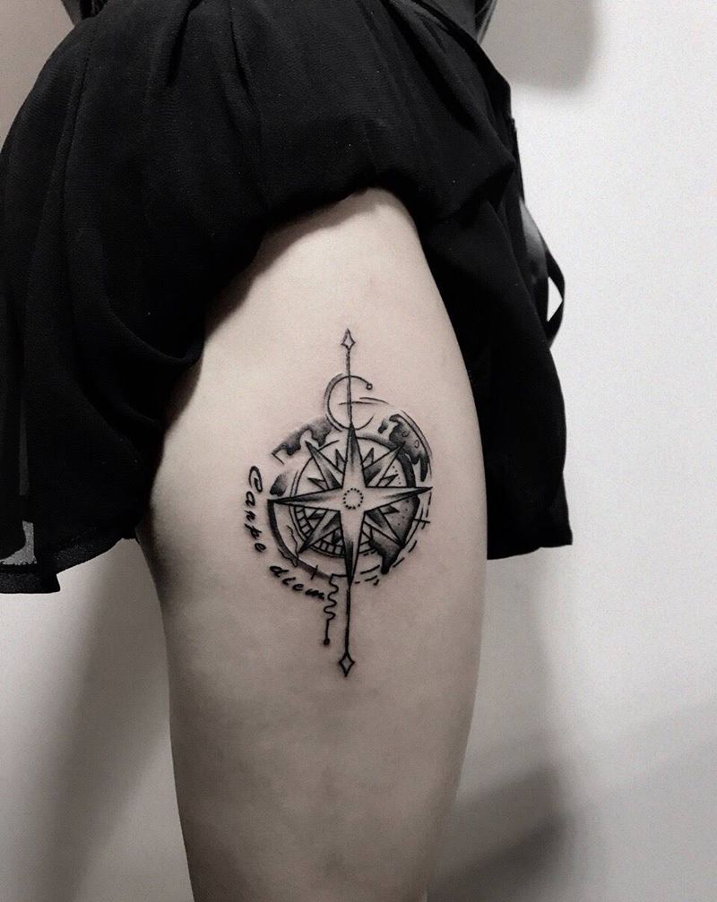 指南针纹身图片