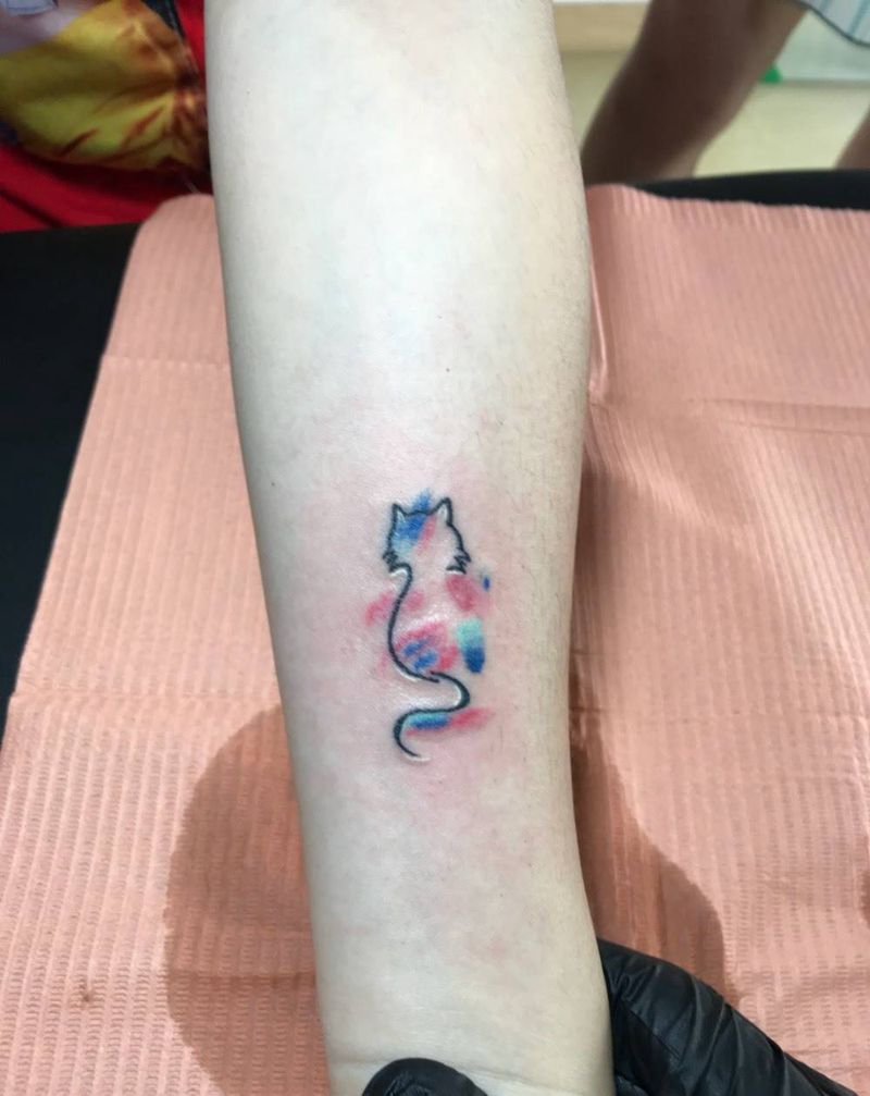 泼墨小猫纹身图片