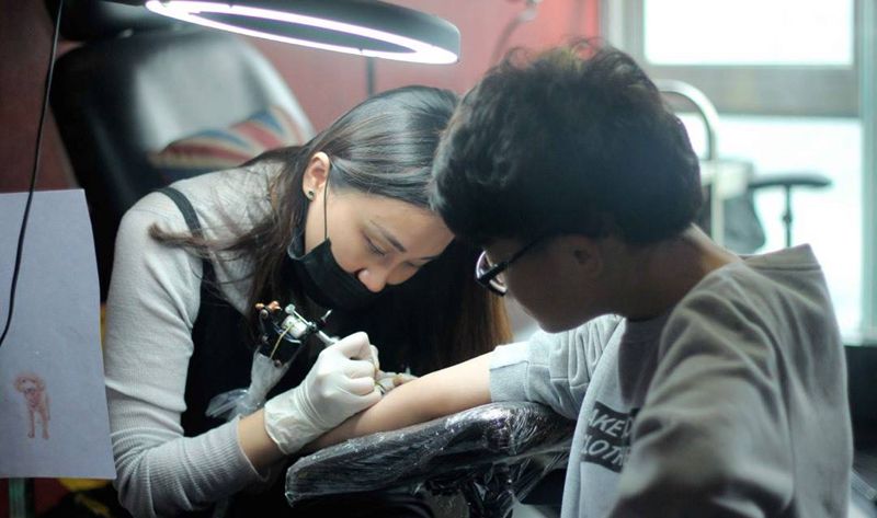 團隊工作花絮纹身图片_手臂腰部腹部颈部肩部胸部成品清新几何欧美纹身图案