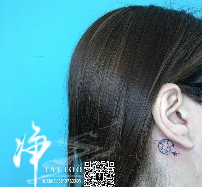 小星球纹身图片_成品欧美清新几何字符动物贴纸原创英文纹身图案