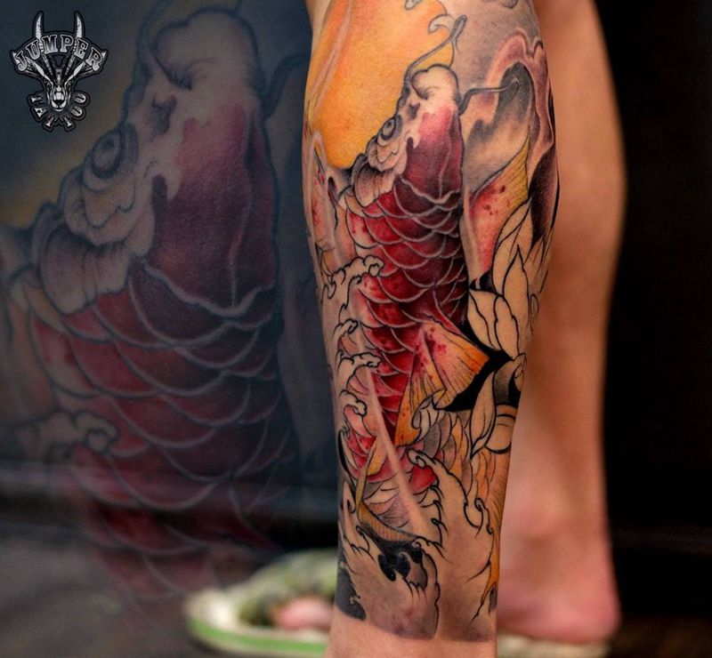 红鲤鱼与绿鲤鱼与驴纹身图片