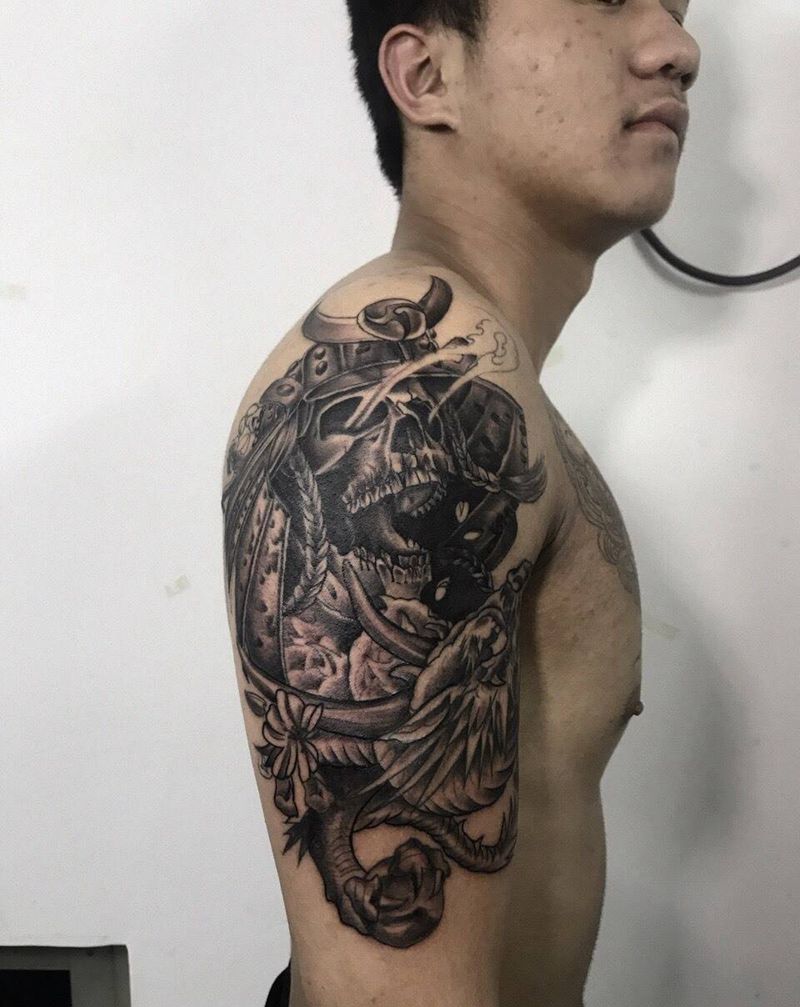 鬼武士，七七八八纹身图片