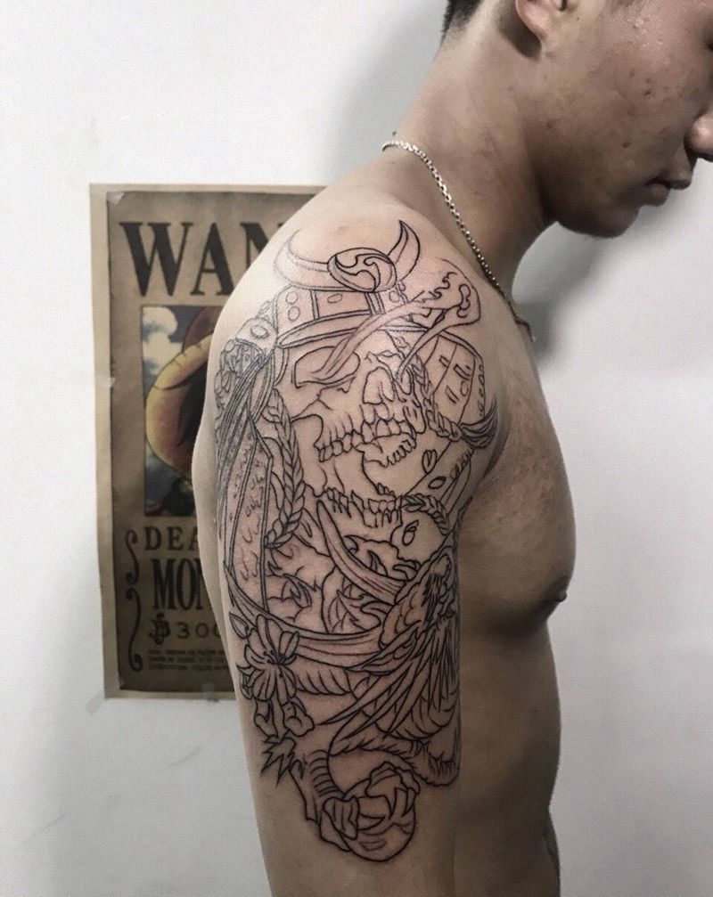 大臂未完成纹身图片