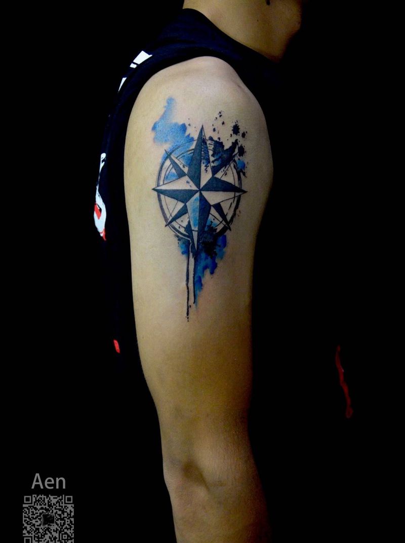 指南针纹身图片_成品手臂清新欧美几何静物纹身图案