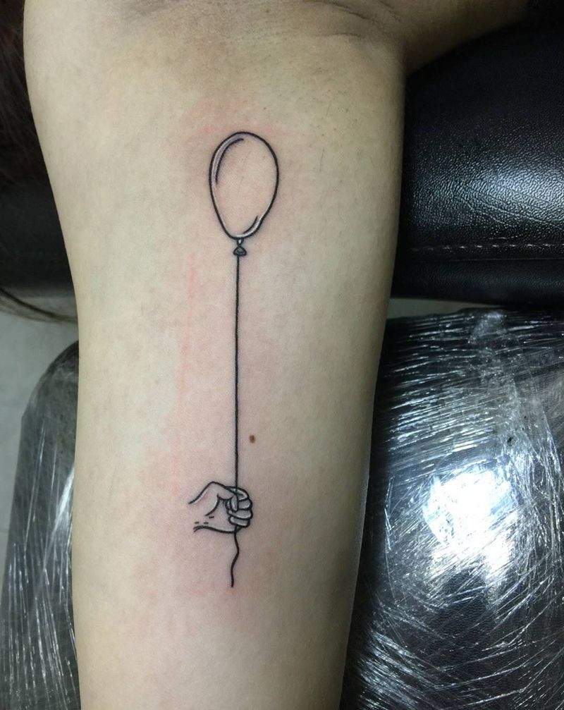 气球纹身图片_成品手臂清新纹身图案