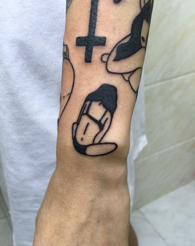 恶趣小图纹身图片_成品手臂欧美人物纹身图案