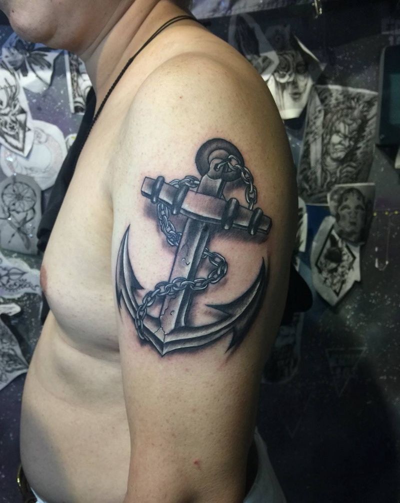 船锚纹身图片_成品手臂静物纹身图案