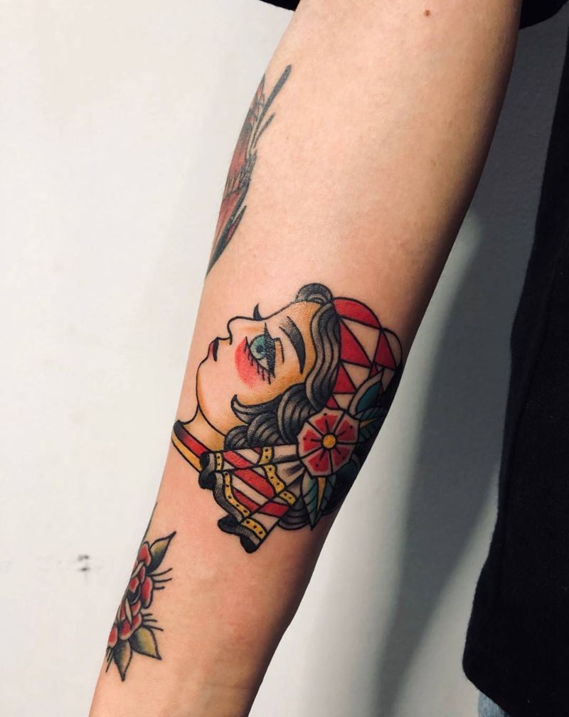 old school女人头纹身图片