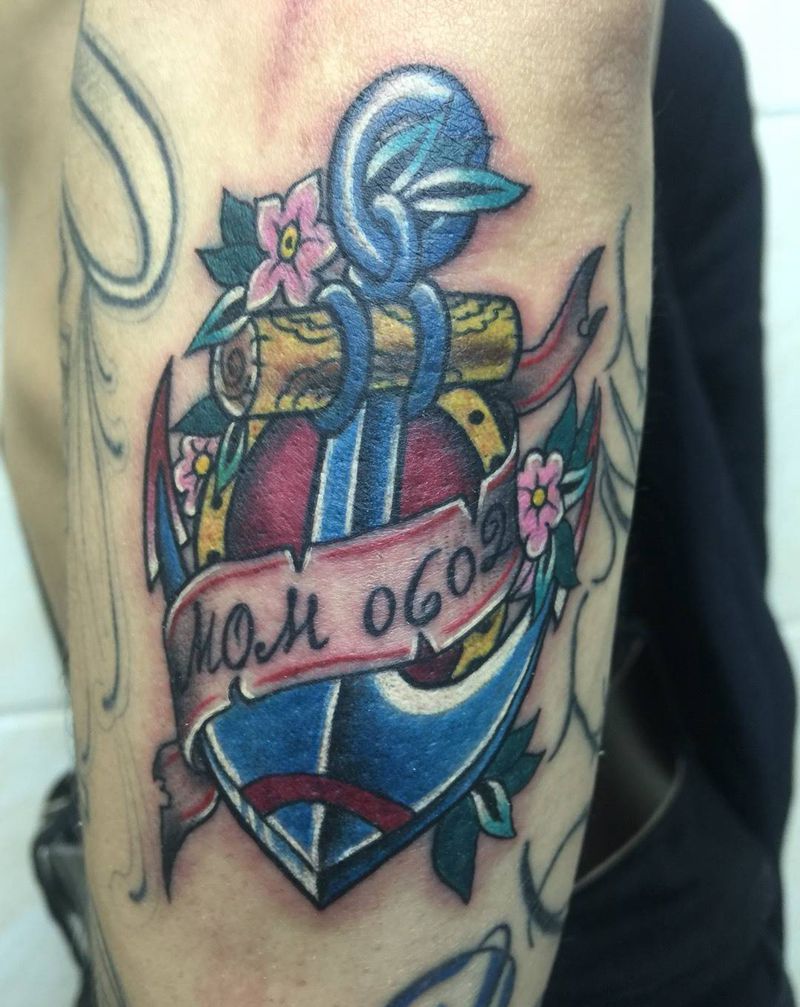船锚纹身图片_成品手臂欧美纹身图案