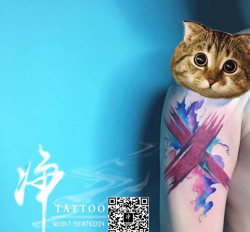 水彩纹身图片_成品手臂清新水彩花臂欧美手稿手部植物纹身图案