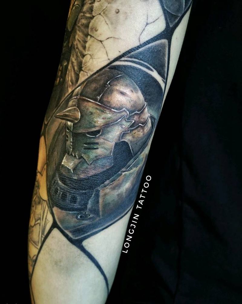 《钢之炼金术师》花臂未完成纹身图片_手臂欧美写实原创动漫纹身图案