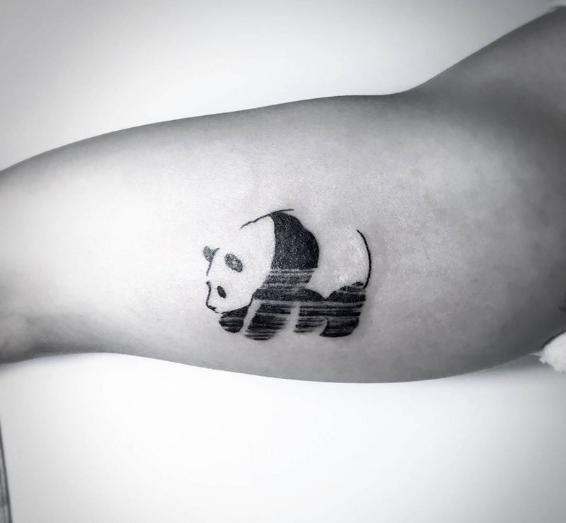 走着走着就不见了熊猫纹身图片