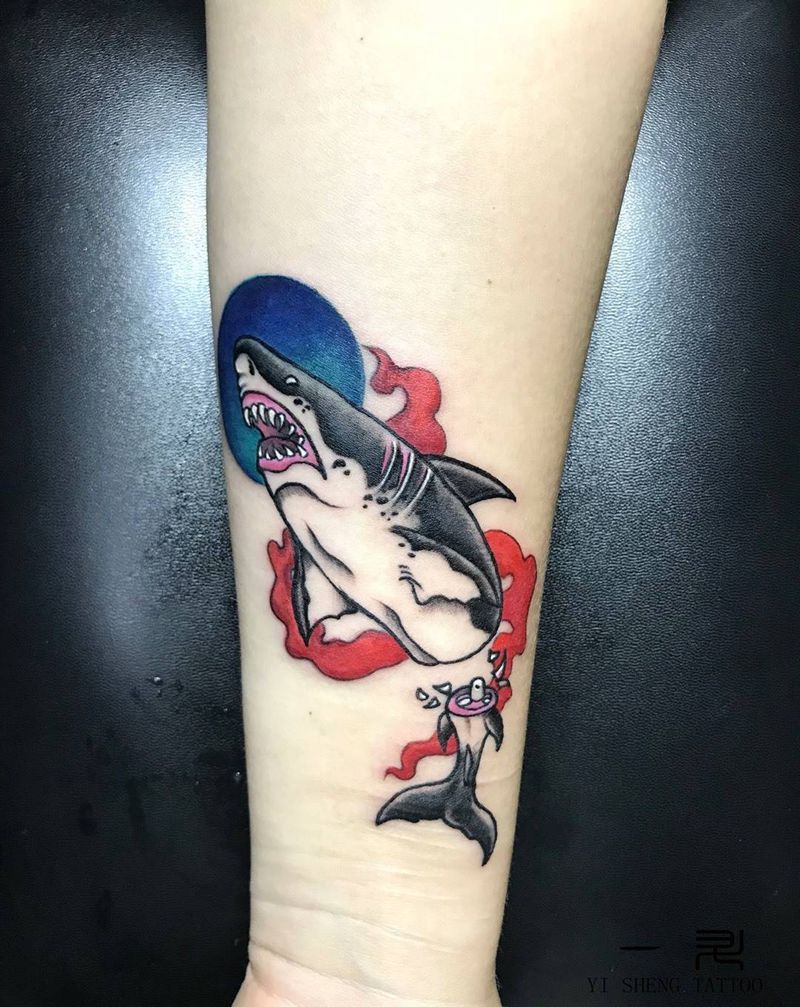 鲨鱼new school纹身图片