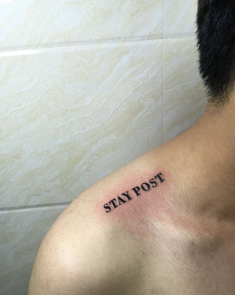 英文纹身图片_成品肩部字符纹身图案