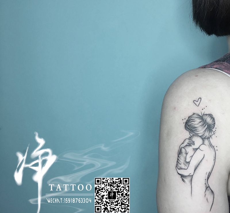 母亲纹身图片_成品手臂清新欧美几何人物字符原创情侣静物纹身图案