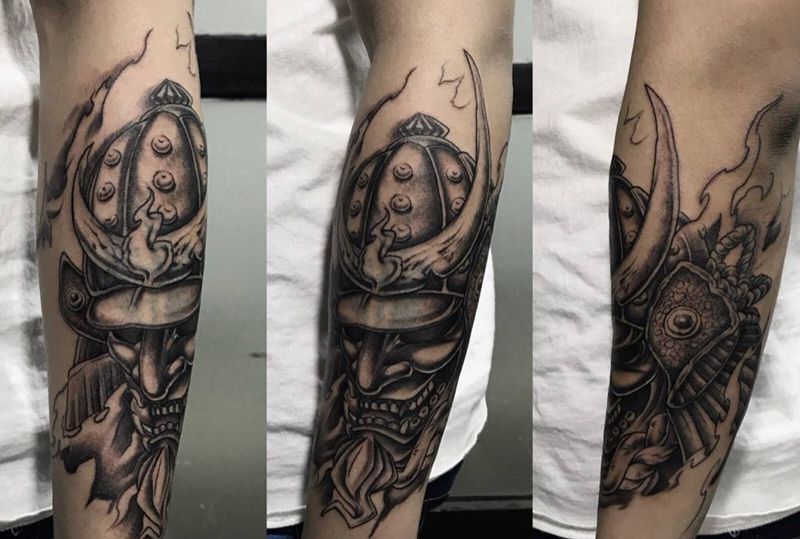 鬼武士纹身图片