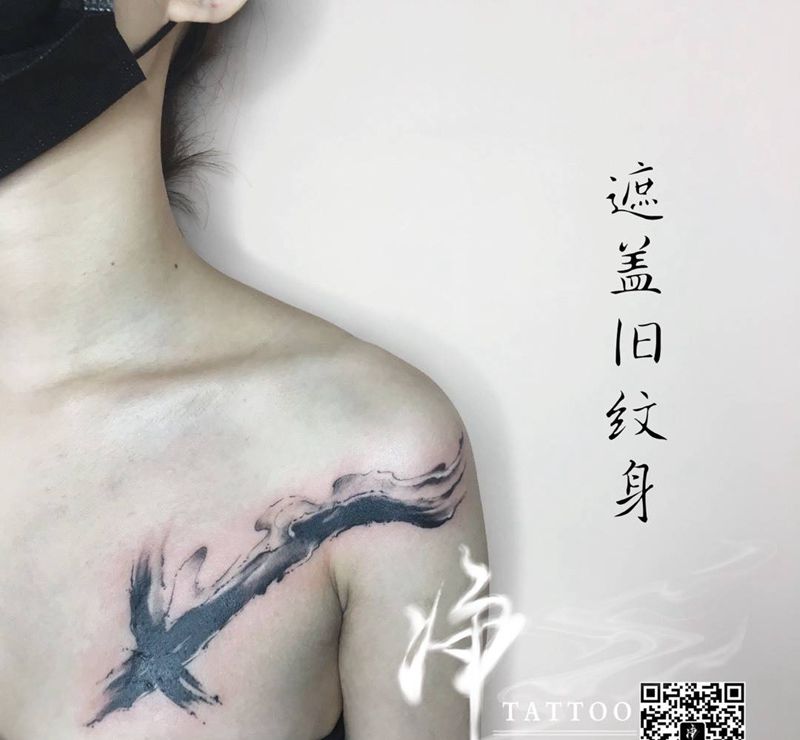 遮盖旧纹身纹身图片_成品欧美国画图腾原创水彩遮盖纹身图案