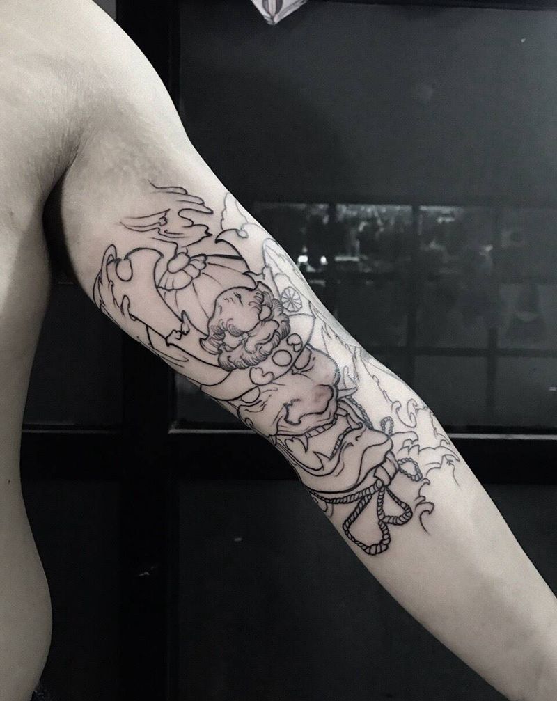 鬼武士，未完成纹身图片