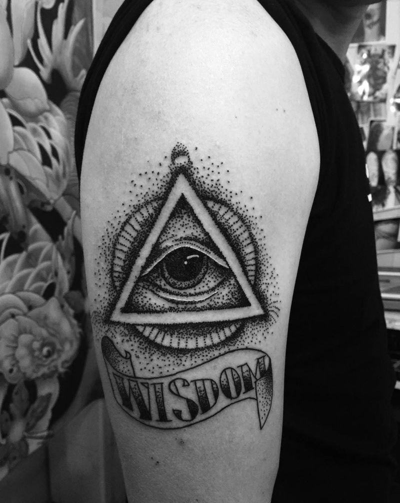 上帝之眼纹身图片_成品手臂人物纹身图案