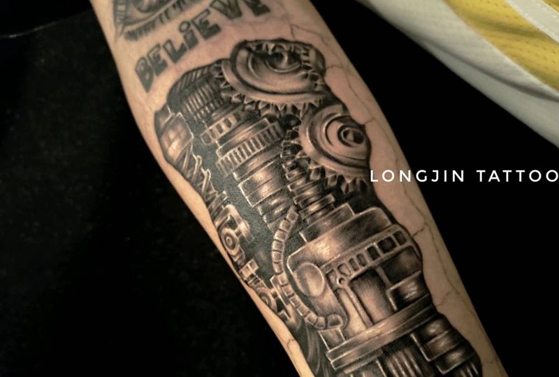 机械臂，下次继续纹身图片_手臂手部欧美写实机械纹身图案