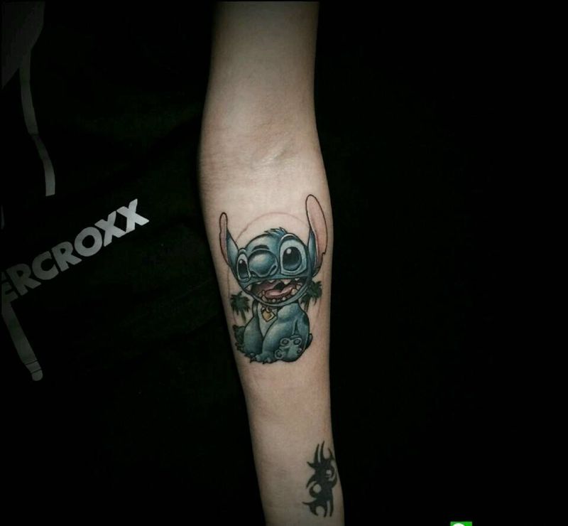 史迪仔纹身图片_手臂欧美动物成品纹身图案