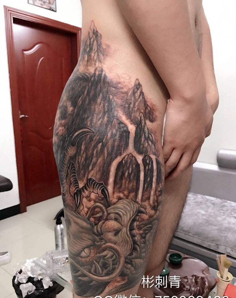 遮盖胎记作品 龙头是恢复后的 和刚做完的有点色差等恢复好就好了纹身图片