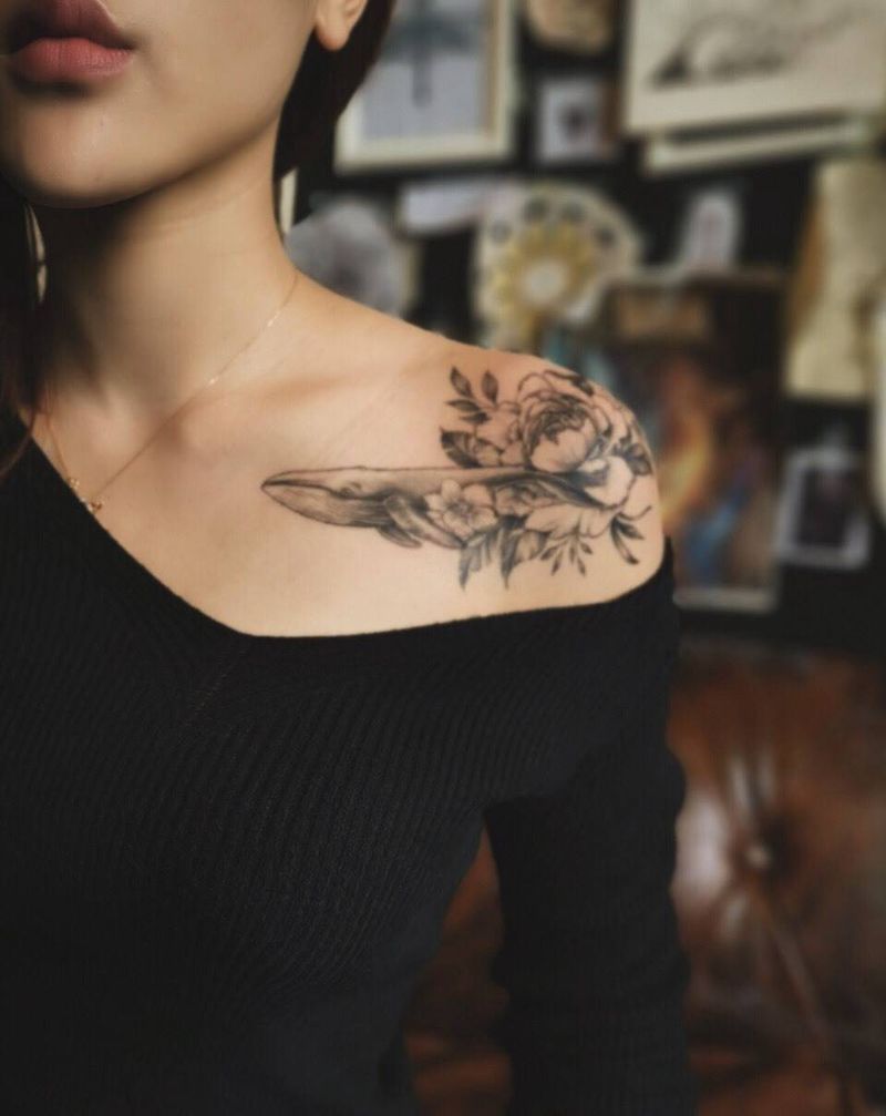 花肩小姐姐恢复后的买家秀纹身图片_肩部清新 性感纹身图案