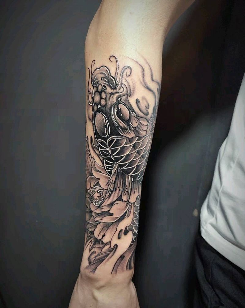 锦鲤纹身图片_新传统纹身图案