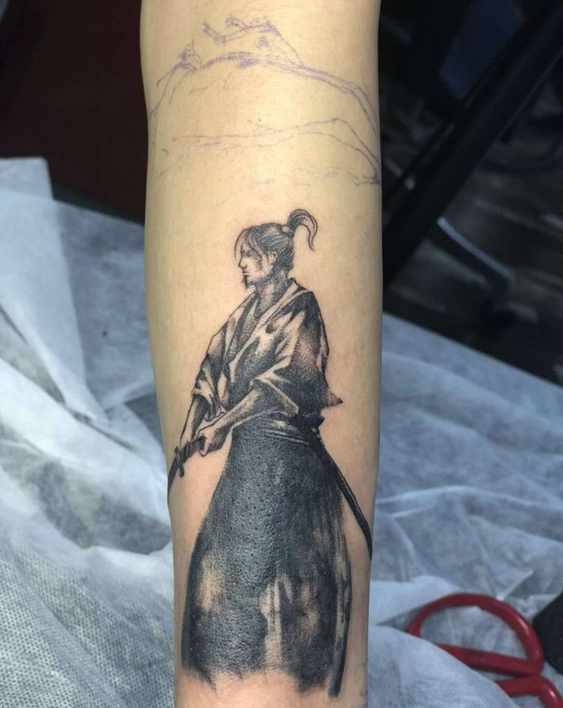 宫本武藏纹身图片_欧美写实纹身图案