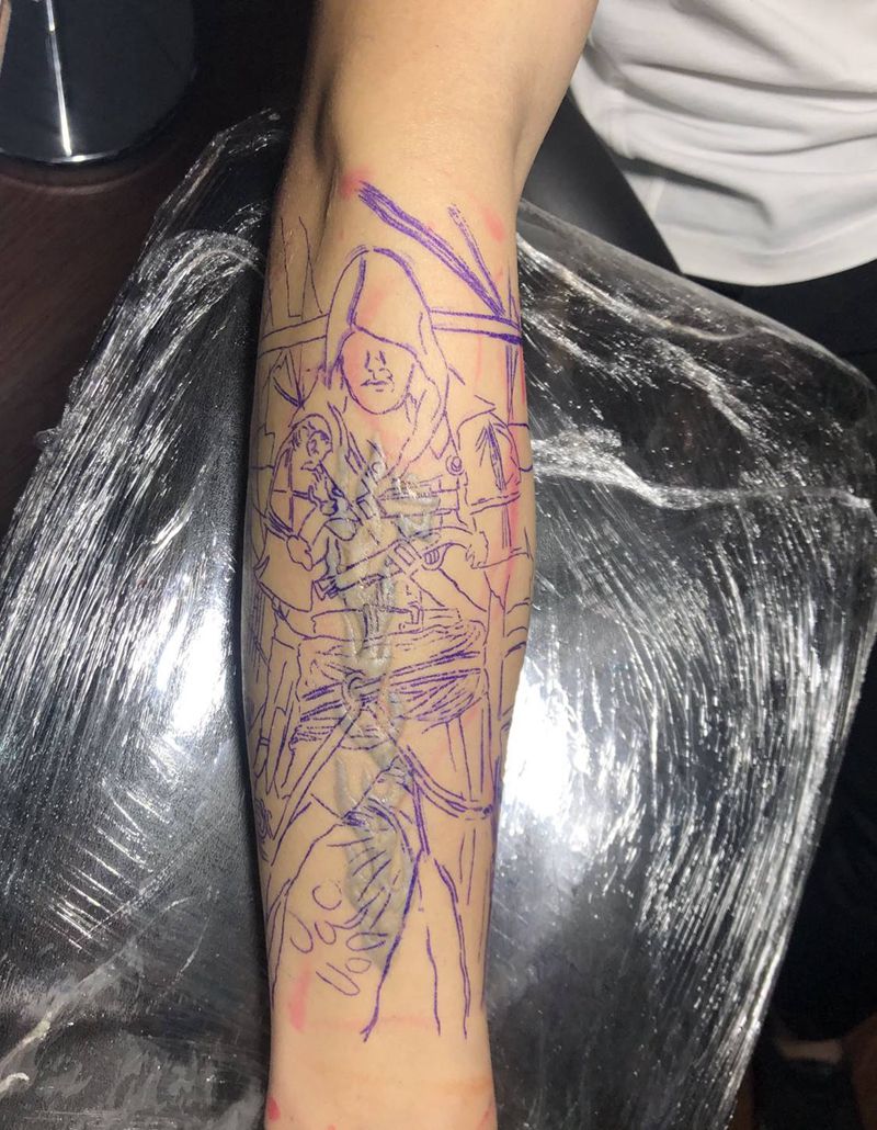 刺客信条纹身图片_手臂纹身图案