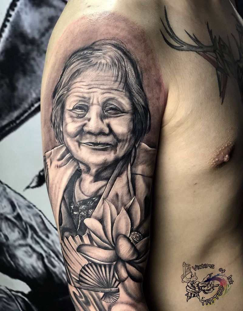 奶奶纹身图片_手臂纹身图案