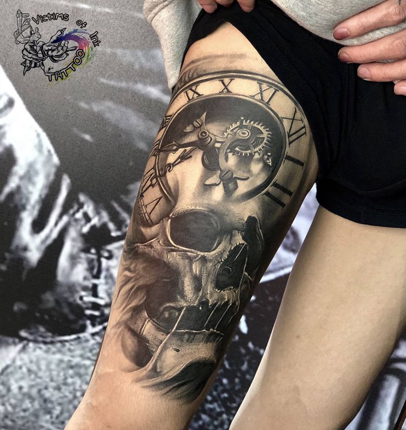 骷髅纹身图片_欧美写实纹身图案