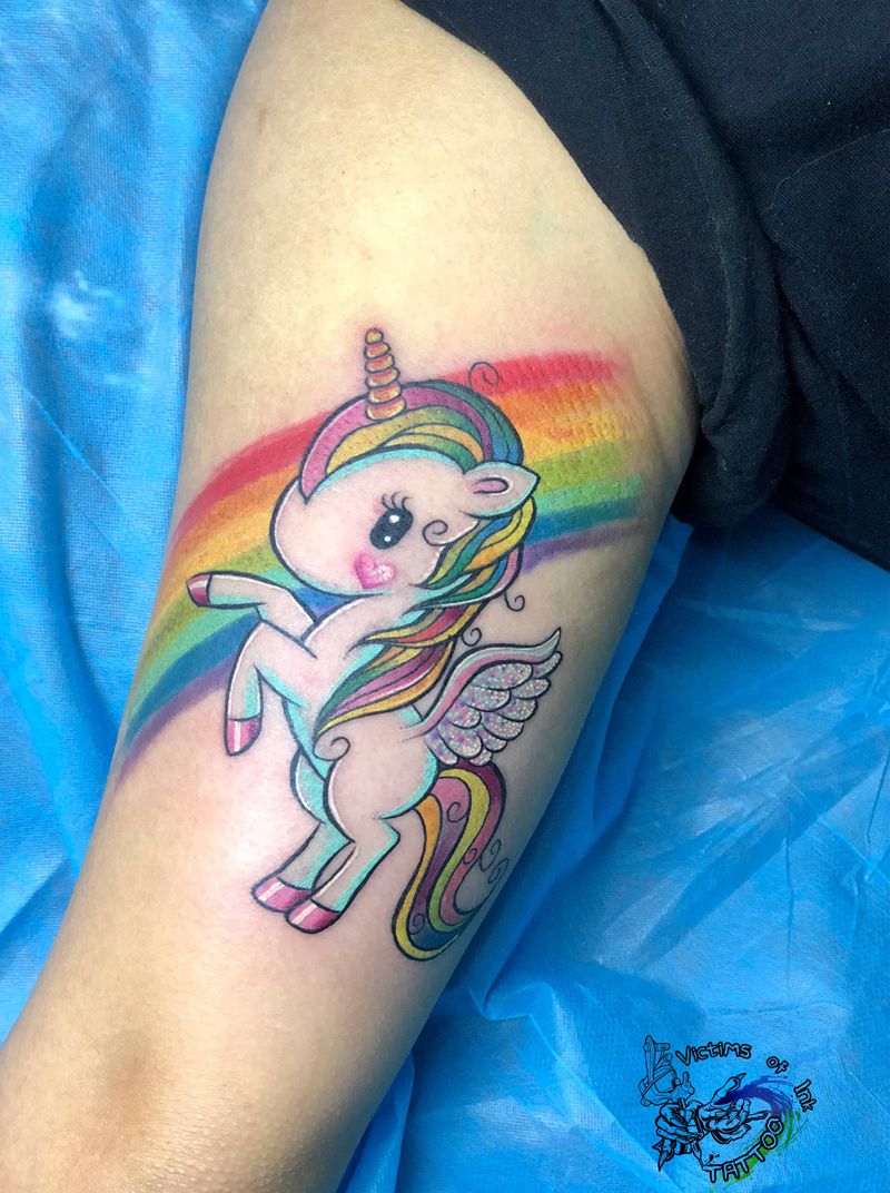 独角兽纹身图片_手臂纹身图案