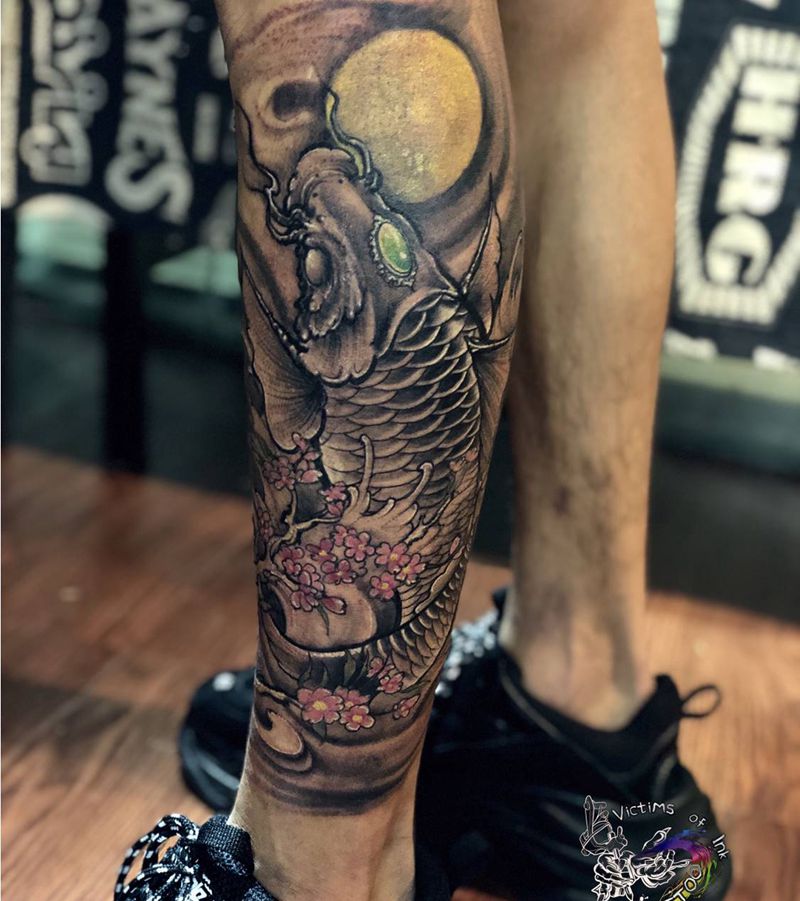 鲤鱼纹身图片_新传统纹身图案