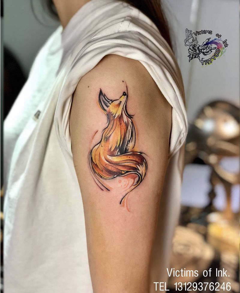 狐狸纹身图片_手臂纹身图案