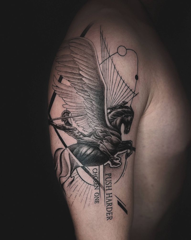 几何  战马纹身图片_手臂几何纹身图案