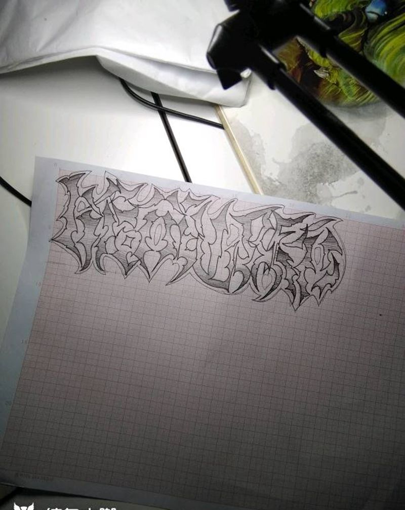 有奖竞猜纹身图片_欧美字符手稿纹身图案