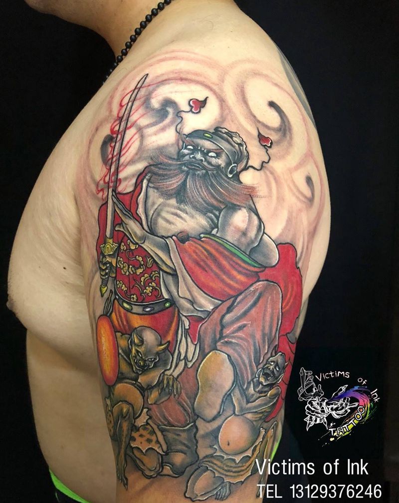 钟馗纹身图片_成品手臂传统人物原创鬼神纹身图案