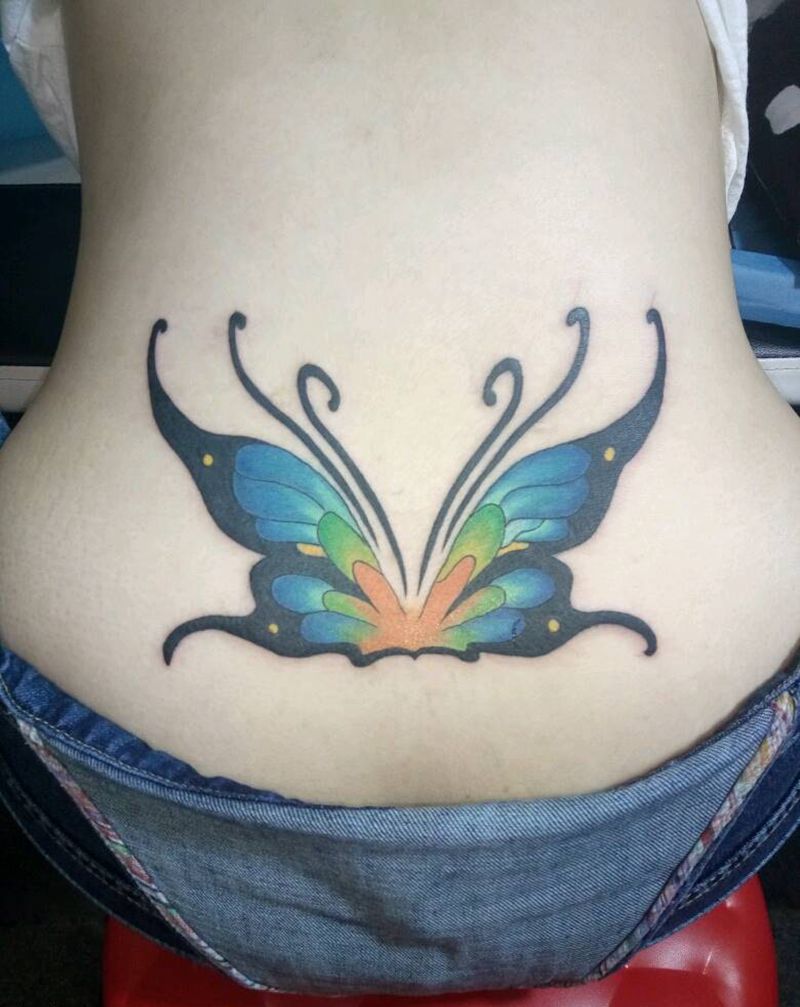 天朝刺青纹身图片_腰部纹身图案