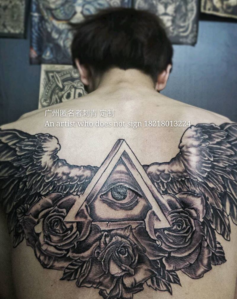 ALL SEEING EYE纹身图片_背部欧美写实原创广州成品纹身图案