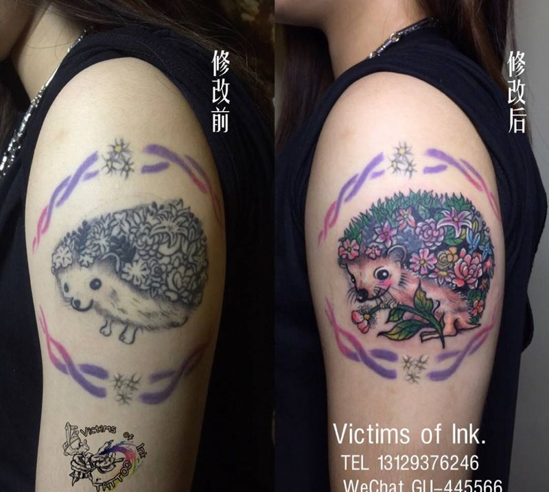 刺猬妹妹纹身图片_原创成品纹身图案