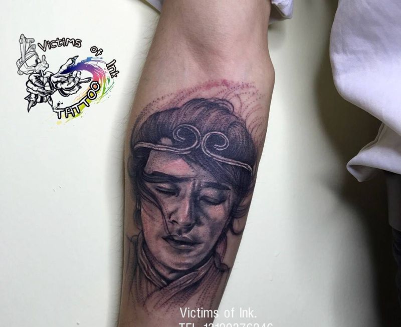 周星驰至尊宝纹身图片_成品手臂人物原创纹身图案