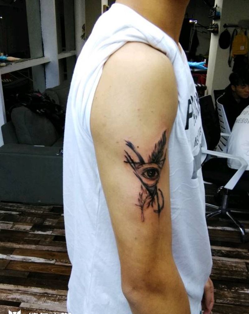 上帝全视之眼纹身图片_手臂欧美几何人物纹身图案