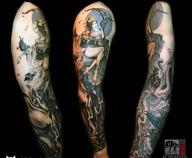 写实现代原画风格纹身图片_手臂写实动物人物静物鬼神广州成品纹身图案