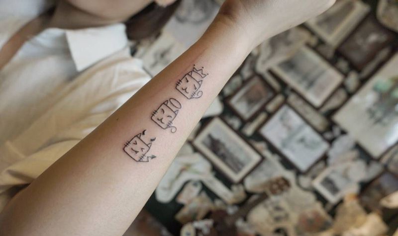 简笔画   小猫纹身图片