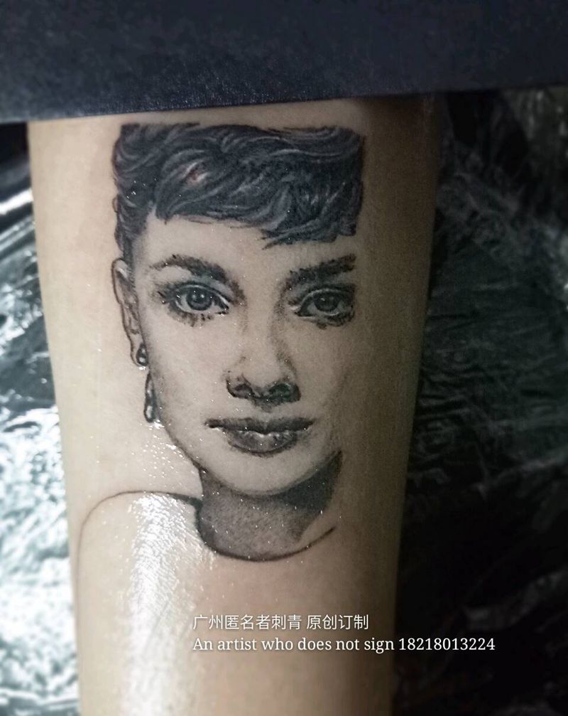 经典的美不会过时纹身图片_手臂肖像写实人物原创广州成品纹身图案