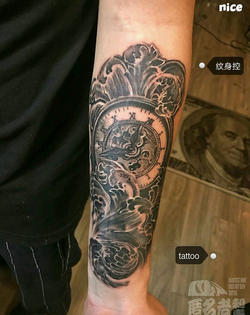 巴洛克雕花纹身图片_手臂欧美静物原创广州成品纹身图案